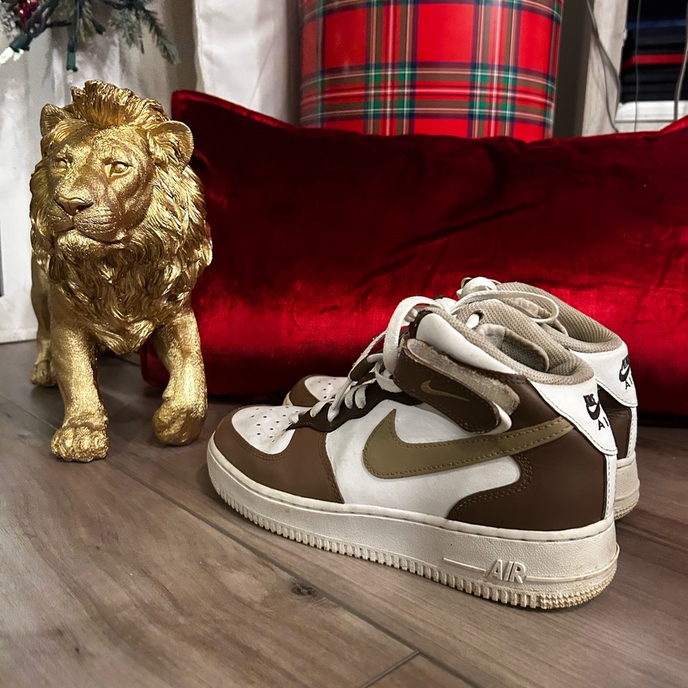 🚨🔥 Air Force 1 Mid White Shoes "Cafe Brewed Elegance Mocha Brown"
